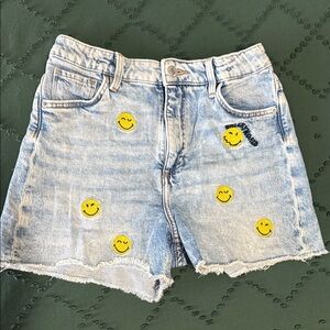 Smiley denim shorts